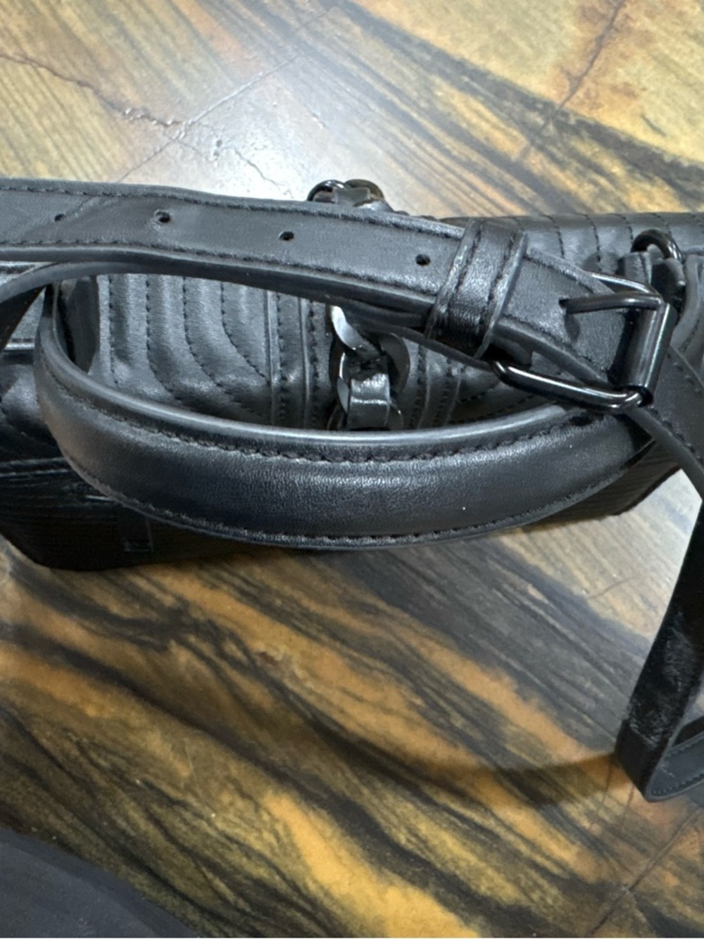 Aldo Black Quilted Satchel with Chain-Detail Strap - Picture 6 of 9